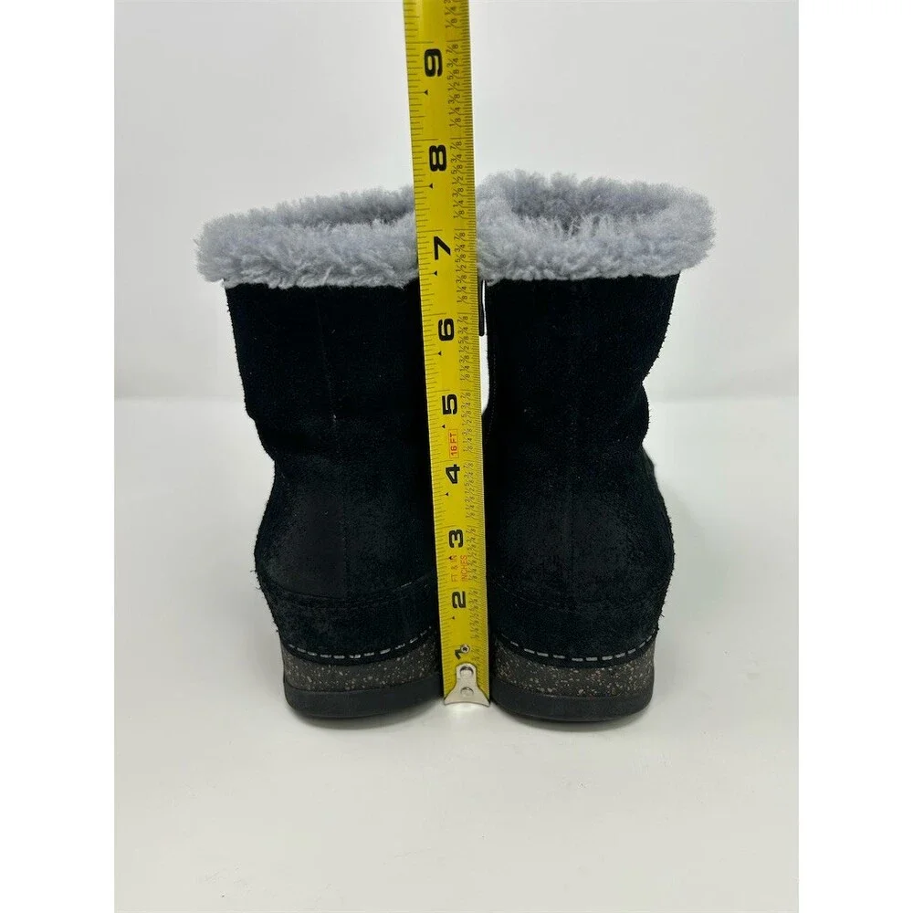 Dansko Mitzy Bootie Womens Black Ankle Side Zip Faux Fur Lined Wedge Size 39
